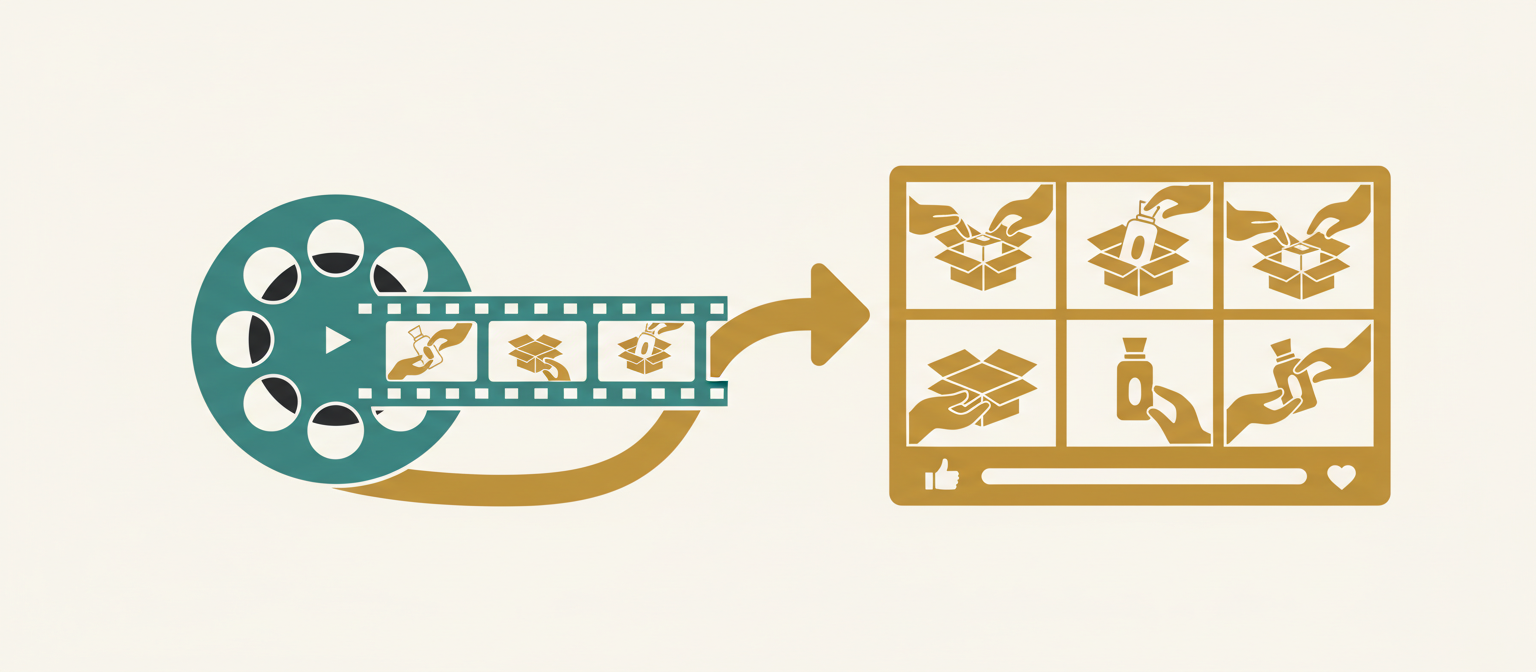 動画二次利用による広告素材化の流れ図