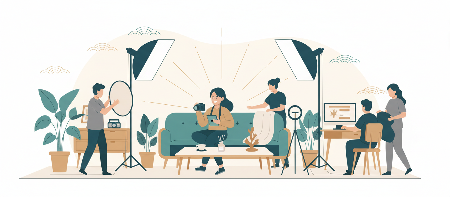 店舗内でのVIP待遇と撮影サポートの様子を示すイメージ画像