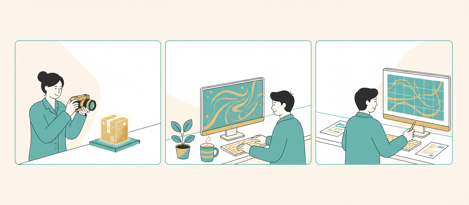 社員がSNS運用業務に取り組む様子を示すイメージ画像